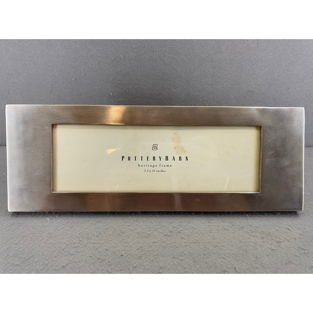 Pottery Barn Heritage Frame Brushed Silver Panoramic 3.5x10 Tabletop Photo Frame